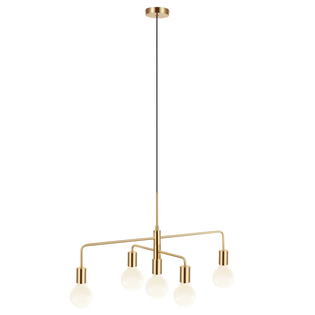 Pendul cu 5 surse de iluminat modern Gloom alama, Candelabre si Lustre moderne elegante⭐ modele clasice de lux pentru living, bucatarie si dormitor.✅ DeSiGn actual Top 2020!❤️Promotii lampi❗ ➽ www.evalight.ro. Oferte corpuri de iluminat suspendate pt camere de interior (înalte), suspensii (lungi) de tip lustre si candelabre, pendule decorative stil modern, clasic, rustic, baroc, scandinav, retro sau vintage, aplicate pe perete sau de tavan, cu cristale, abajur din material textil, lemn, metal, sticla, bec Edison sau LED, ieftine de calitate deosebita la cel mai bun pret. a