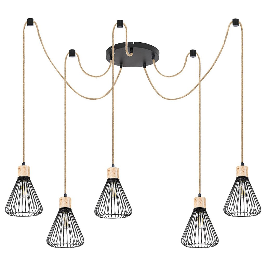 Lustra cu 5 pendule design industrial Farfalle negru, Lustre tip Suspensii Corpuri de iluminat⭐ modele moderne pentru iluminat bucatarie, dormitor si living.✅DeSiGn decorativ unic!❤️Promotii lampi❗ ➽ www.evalight.ro. Oferte NOI la pendule (lungi) suspendate de tavan pt camere de interior (înalte), stil modern, elegante cu cristale, abajur din material textil, lemn, metal, sticla, calitate deosebita la cel mai bun pret. a