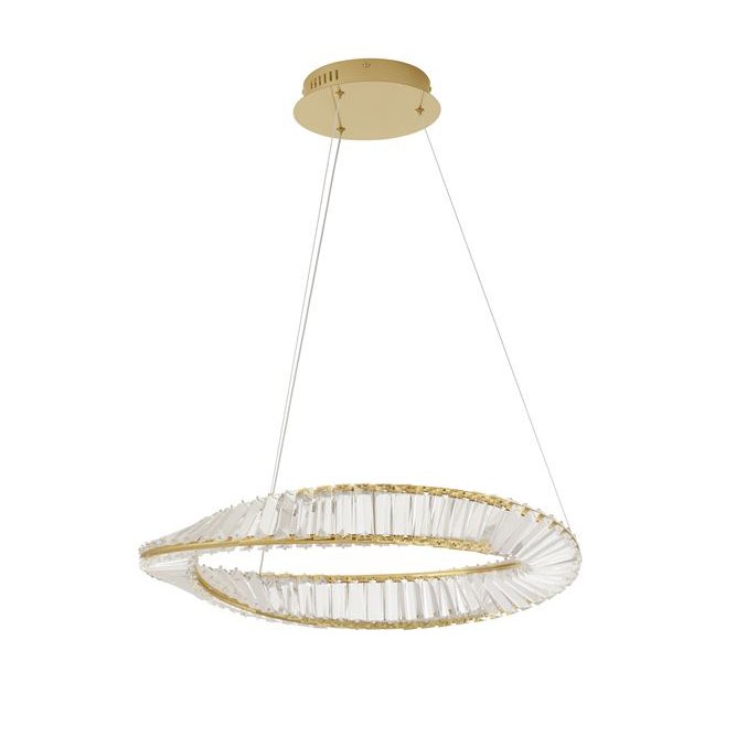 Lustra LED suspendata , dimabila, cristal design elegant AURELIA auriu 60cm, Promotii lustre, reduceri⭐ corpuri de iluminat, mobila si decoratiuni de interior si exterior.⭕Oferte Pret redus online ➽ www.evalight.ro❗ a