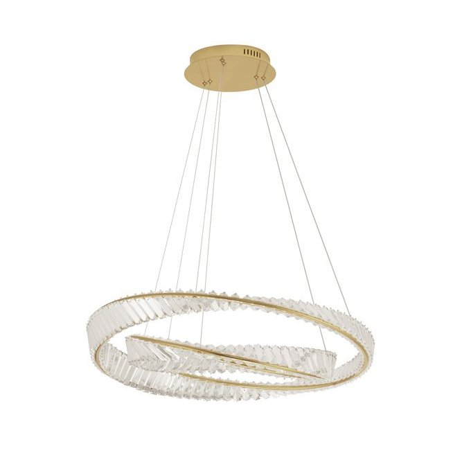 Lustra LED suspendata cu 2 inele , dimabila, cristal design elegant AURELIA auriu 80cm, Candelabre si Lustre moderne elegante⭐ modele clasice de lux pentru living, bucatarie si dormitor.✅ DeSiGn actual Top 2020!❤️Promotii lampi❗ ➽ www.evalight.ro. Oferte corpuri de iluminat suspendate pt camere de interior (înalte), suspensii (lungi) de tip lustre si candelabre, pendule decorative stil modern, clasic, rustic, baroc, scandinav, retro sau vintage, aplicate pe perete sau de tavan, cu cristale, abajur din material textil, lemn, metal, sticla, bec Edison sau LED, ieftine de calitate deosebita la cel mai bun pret. a