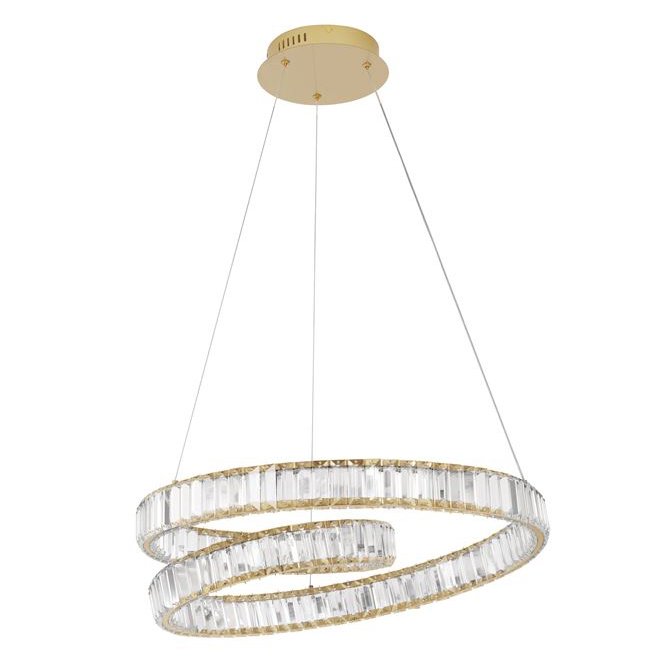 Pendul LED dimabil, cristal design elegant CONCETO auriu 60cm, Lustre LED, moderne⭐ modele pendule pentru iluminat dormitor, living, bucatarie.✅DeSiGn decorativ unic!❤️Promotii lampi LED❗ ➽ www.evalight.ro. Alege corpuri de iluminat cu LED suspendate pt interior, suspensii elegante de lux cu cristale (becuri cu leduri si module LED integrate cu lumina calda, naturala sau rece), ieftine de calitate deosebita la cel mai bun pret.  a