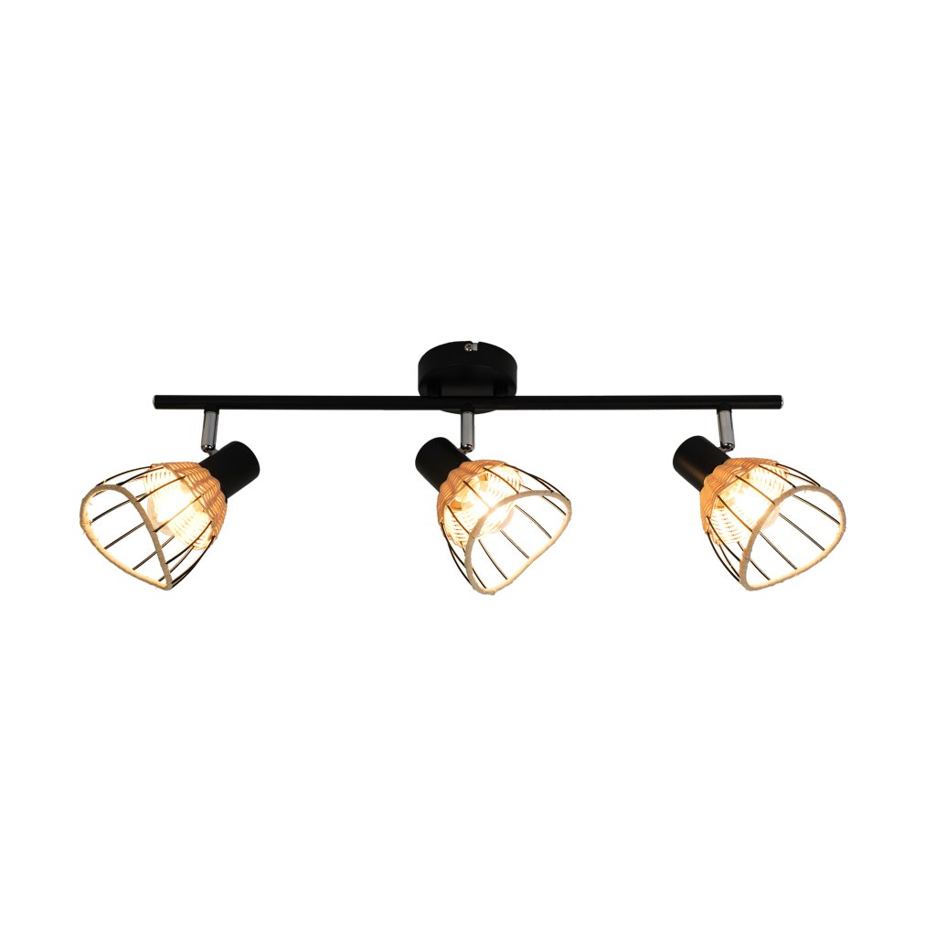 Plafoniera cu 3 spoturi ratan natural GENT, Plafoniere cu spoturi, LED⭐ modele moderne corpuri de iluminat tip spoturi aplicate pe tavan sau perete.✅Design decorativ 2022!❤️Promotii lampi❗ ➽ www.evalight.ro. Alege lustre de iluminat interior tip plafoniere si aplice cu 3 spoturi pe bara cu lumina LED si directie reglabila pentru living, dormitor, bucatarie, baie, hol, camera copii, calitate de lux la cel mai bun pret. a