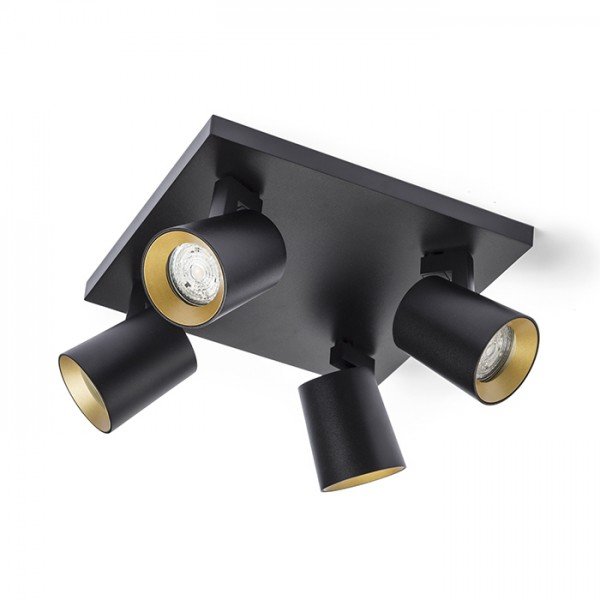 Spot aplicat directionabil KENNY IV negru/auriu, Plafoniere cu 4 spoturi, LED⭐ modele moderne corpuri de iluminat tip spoturi aplicate pe tavan sau perete.✅Design decorativ unic!❤️Promotii lampi❗ ➽ www.evalight.ro. Alege oferte lustre de iluminat interior tip plafoniere si aplice cu 4 spoturi pe bara cu lumina LED si directie reglabila pentru living, dormitor, bucatarie, baie, hol, camera copii, calitate de lux la cel mai bun pret. a