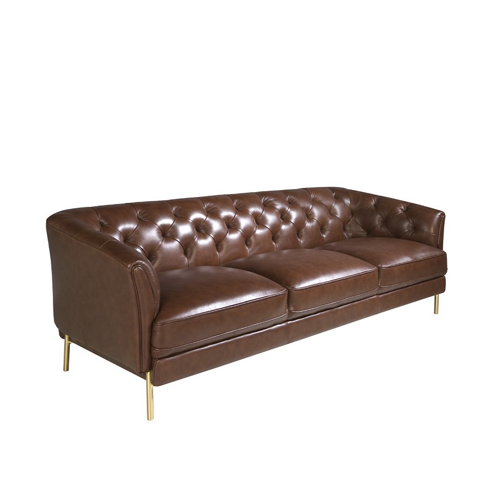 Canapea 3 locuri din piele naturala capitonata Cowhide leather brown, Canapele / Coltare moderne, extensibile⭐ modele de lux elegante tapitate cu catifea pentru living si dormitor.❤️Promotii canapele, coltare sufragerie❗ ➽ www.evalight.ro. Alege canapele tip coltar, pat extensibil tapitat cu stofa chesterfield, piele naturala (ecologica), material textil, cu spatar inalt, saltea cu spuma de memorie, arcuri relaxa, picioare si brate din lemn, metalice, mici si mari pt set fotolii, clasice in stil baroc, scandinave, vintage retro, industrial, pt camera de zi, ieftine si de calitate deosebita la cel mai bun pret. a