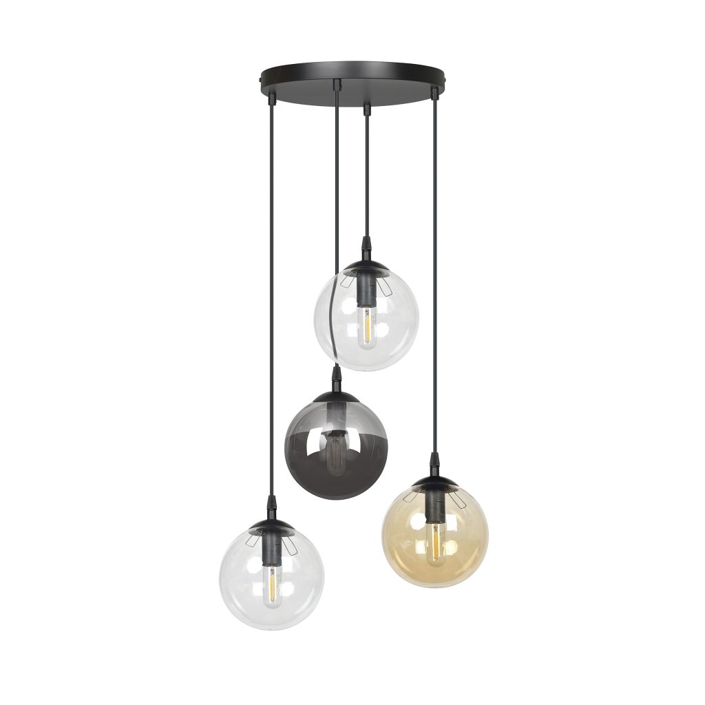 Lustra suspendata design modern Cosmo 4L mix 40cm, Pendule / Lustre suspendate moderne, LED⭐ modele elegante pentru bucatarie, living dormitor.✅DeSiGn decorativ unic!❤️Promotii lampi❗ ➽www.evalight.ro. Alege corpuri de iluminat suspendate pt interior stil modern, suspensii de tip pendule cu cristale, abajur material textil, lemn, metal, sticla, bec tip lumanare Edison sau LED, ieftine si de lux, calitate deosebita la cel mai bun pret. a