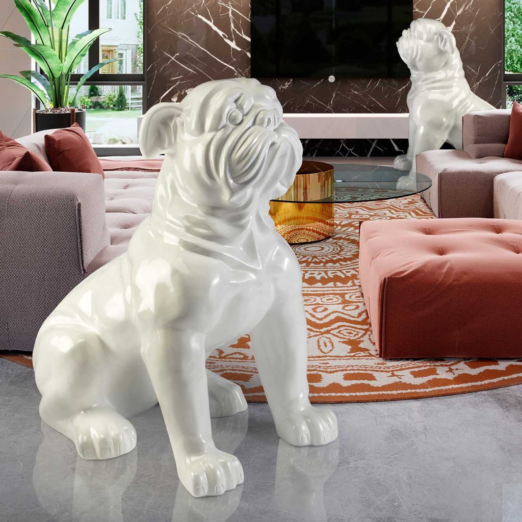 Figurina caine design decorativ White Bulldog XXL, Promotii lustre, reduceri⭐ corpuri de iluminat, mobila si decoratiuni de interior si exterior.⭕Oferte Pret redus online ➽ www.evalight.ro❗ a
