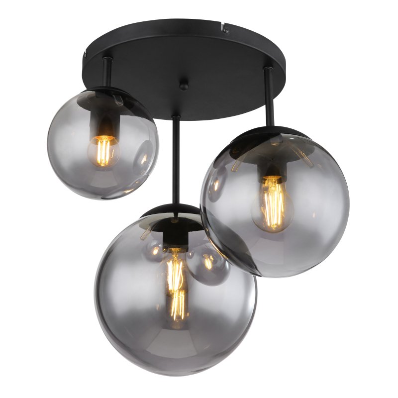 Plafoniera cu 3 spoturi moderna Joel negru, fumuriu, Plafoniere moderne, LED⭐ modele elegante pentru living, dormitor, bucatarie sau hol.✅DeSiGn decorativ actual unic!❤️Promotii lampi❗ ➽www.evalight.ro. Alege corpuri de iluminat interior de tip plafoniera, lustre aplicate de tavan si perete pt camere casa, ieftine si de lux, calitate deosebita la cel mai bun pret. a