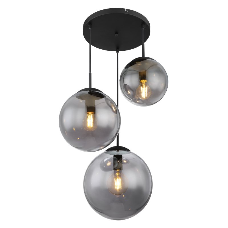 Lustra cu 3 pendule moderna Joel negru, fumuriu, Candelabre si Lustre moderne⭐ modele elegante de lux pentru dormitor living, bucatarie.✅DeSiGn decorativ unic!❤️Promotii lampi❗ ➽www.evalight.ro. Alege corpuri de iluminat suspendate pt interior stil modern, suspensii de tip pendule cu cristale, abajur material textil, lemn, metal, sticla, bec tip lumanare Edison sau LED, ieftine de calitate deosebita la cel mai bun pret.

 a