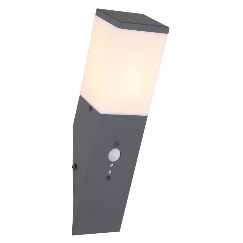 Aplica de perete pentru iluminat exterior cu senzor de miscare IP44 Herri antracit, Aplice de exterior moderne, LED⭐ lampi de perete pentru iluminat exterior terasa casa si gradina.✅Design decorativ!❤️Promotii❗ ➽www.evalight.ro. Alege corpuri de iluminat exterior rezistente la apa tip spoturi aplicate pt perete sau tavan, metalice, abajur din sticla cu decor ornamental, bec LED si lumina ambientala, ieftine si de lux, calitate deosebita la cel mai bun pret. a