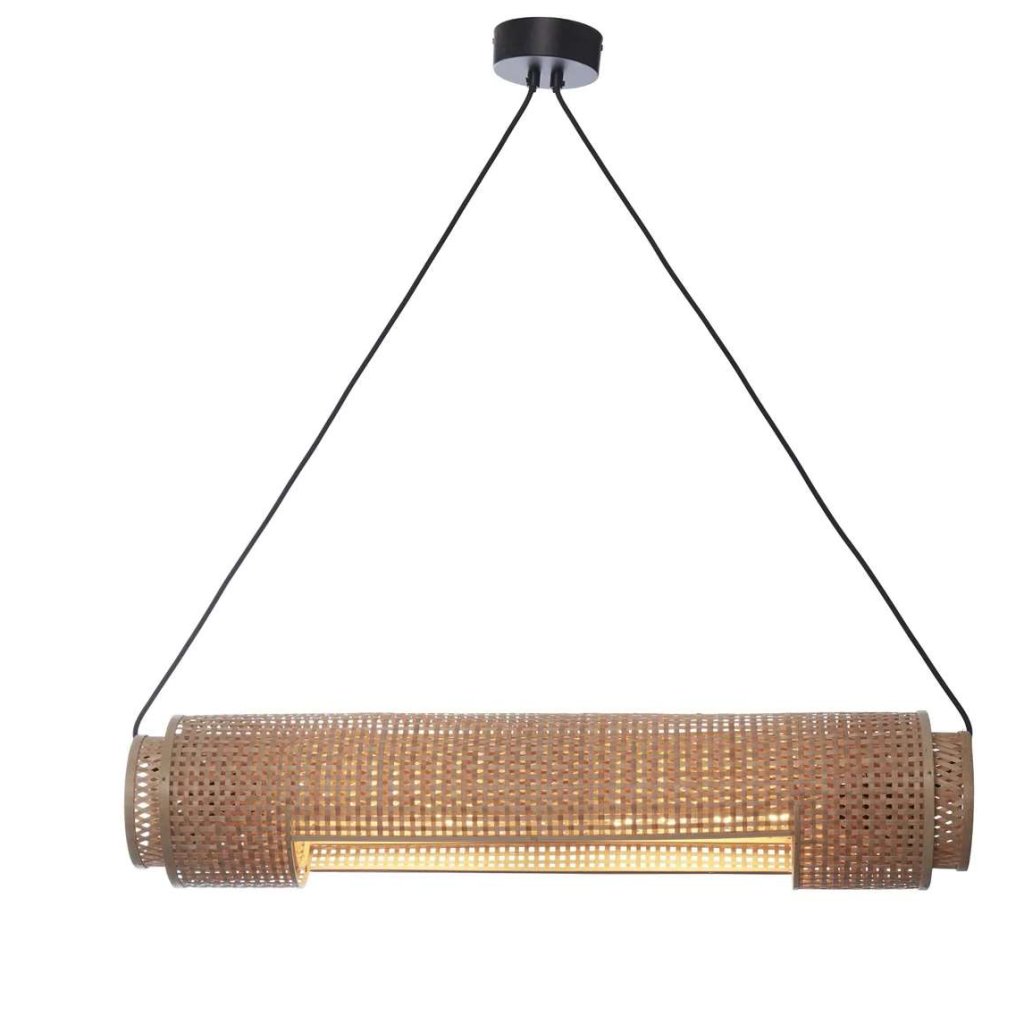 Lustra eco din bambus Bhutan cilinder 85cm, nat, Pendule / Lustre suspendate moderne, LED⭐ modele elegante pentru bucatarie, living dormitor.✅DeSiGn decorativ unic!❤️Promotii lampi❗ ➽www.evalight.ro. Alege corpuri de iluminat suspendate pt interior stil modern, suspensii de tip pendule cu cristale, abajur material textil, lemn, metal, sticla, bec tip lumanare Edison sau LED, ieftine si de lux, calitate deosebita la cel mai bun pret. a