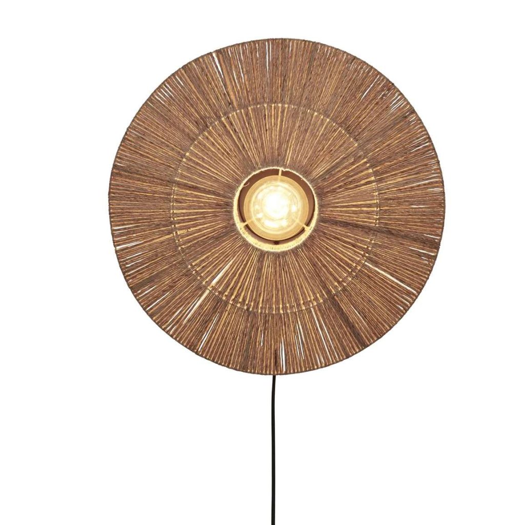 Aplica de perete eco din iuta Iguazu L disc 55cm, nat, Aplice rustice, lemn⭐ modele de perete pentru iluminat interior.✅Design decorativ în stil rustic!❤️Promotii lampi❗ ➽www.evalight.ro. Alege corpuri de iluminat rustice de tip aplica de perete sau tavan pentru casa, ieftine si de lux, calitate la cel mai bun pret. a