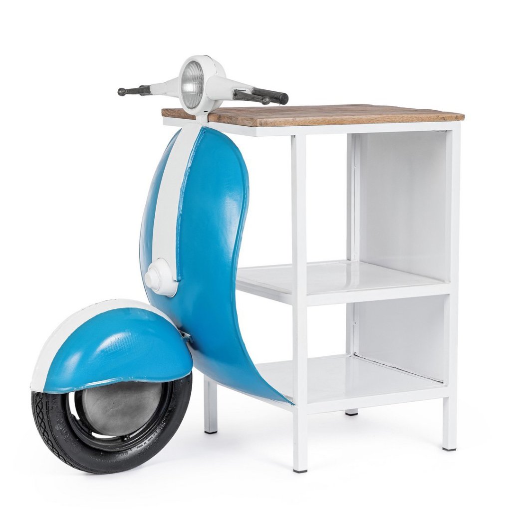 Consola design motocicleta, masa de bar decorativa Vespa albastru, Console / Birouri moderne⭐ modele de lux pentru perete hol, mobila living.❤️Promotii mese consola si birou tip consola❗ ➽ www.evalight.ro. Alege mese tip console din lemn, metal, sticla, cu picioare inalte, cu sertare si rafturi, oglinda: clasice in stil baroc, scandinave, minimalist, vintage retro, industrial, pt intrare casa, ieftine si de calitate deosebita la cel mai bun pret. a