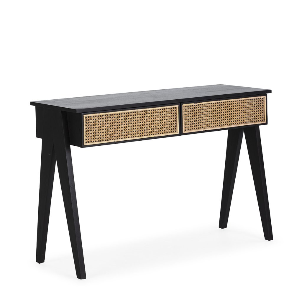 Consola moderna din lemn de cedru si rattan Negro/Natural, Console / Birouri moderne⭐ modele de lux pentru perete hol, mobila living.❤️Promotii mese consola si birou tip consola❗ ➽ www.evalight.ro. Alege mese tip console din lemn, metal, sticla, cu picioare inalte, cu sertare si rafturi, oglinda: clasice in stil baroc, scandinave, minimalist, vintage retro, industrial, pt intrare casa, ieftine si de calitate deosebita la cel mai bun pret. a