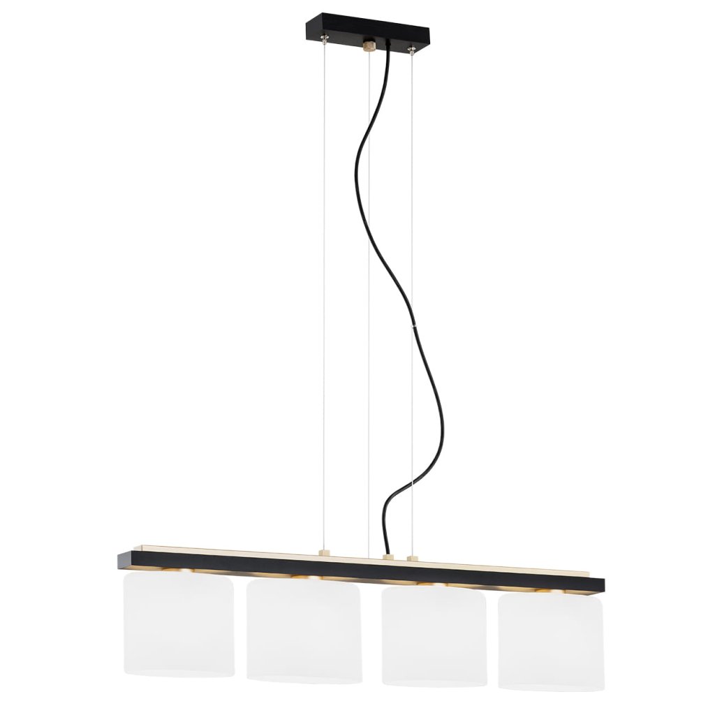 Lustra cu 4 surse de iluminat design modern Canoa negru, auriu, Pendule / Lustre suspendate moderne, LED⭐ modele elegante pentru bucatarie, living dormitor.✅DeSiGn decorativ unic!❤️Promotii lampi❗ ➽www.evalight.ro. Alege corpuri de iluminat suspendate pt interior stil modern, suspensii de tip pendule cu cristale, abajur material textil, lemn, metal, sticla, bec tip lumanare Edison sau LED, ieftine si de lux, calitate deosebita la cel mai bun pret. a