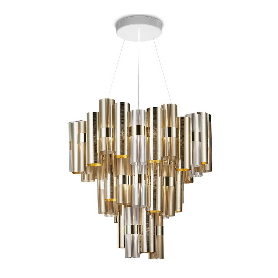 Lustra LED moderna design Art Deco realizata manual LA LOLLO XL Gold, Candelabre si Lustre moderne⭐ modele elegante de lux pentru dormitor living, bucatarie.✅DeSiGn decorativ unic!❤️Promotii lampi❗ ➽www.evalight.ro. Alege corpuri de iluminat suspendate pt interior stil modern, suspensii de tip pendule cu cristale, abajur material textil, lemn, metal, sticla, bec tip lumanare Edison sau LED, ieftine de calitate deosebita la cel mai bun pret.

 a