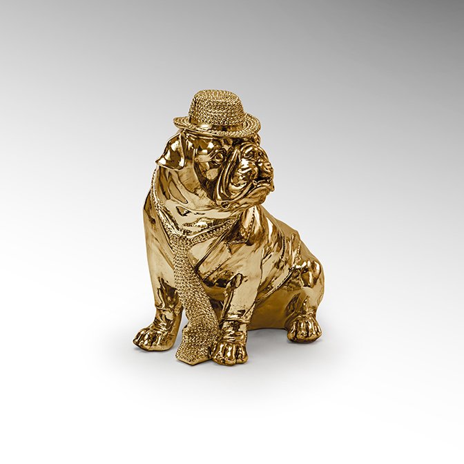 Figurina decorativa caine buldog Bulldog auriu, Statuete / Figurine decorative moderne⭐ decoratiuni interioare de lux, obiecte de decor ❗ ➽ www.evalight.ro.   a