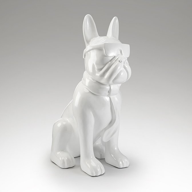 Figurina decorativa mare pentru interior sau exterior Bulldog Frances alb, Statuete / Figurine decorative moderne⭐ decoratiuni interioare de lux, obiecte de decor ❗ ➽ www.evalight.ro.   a