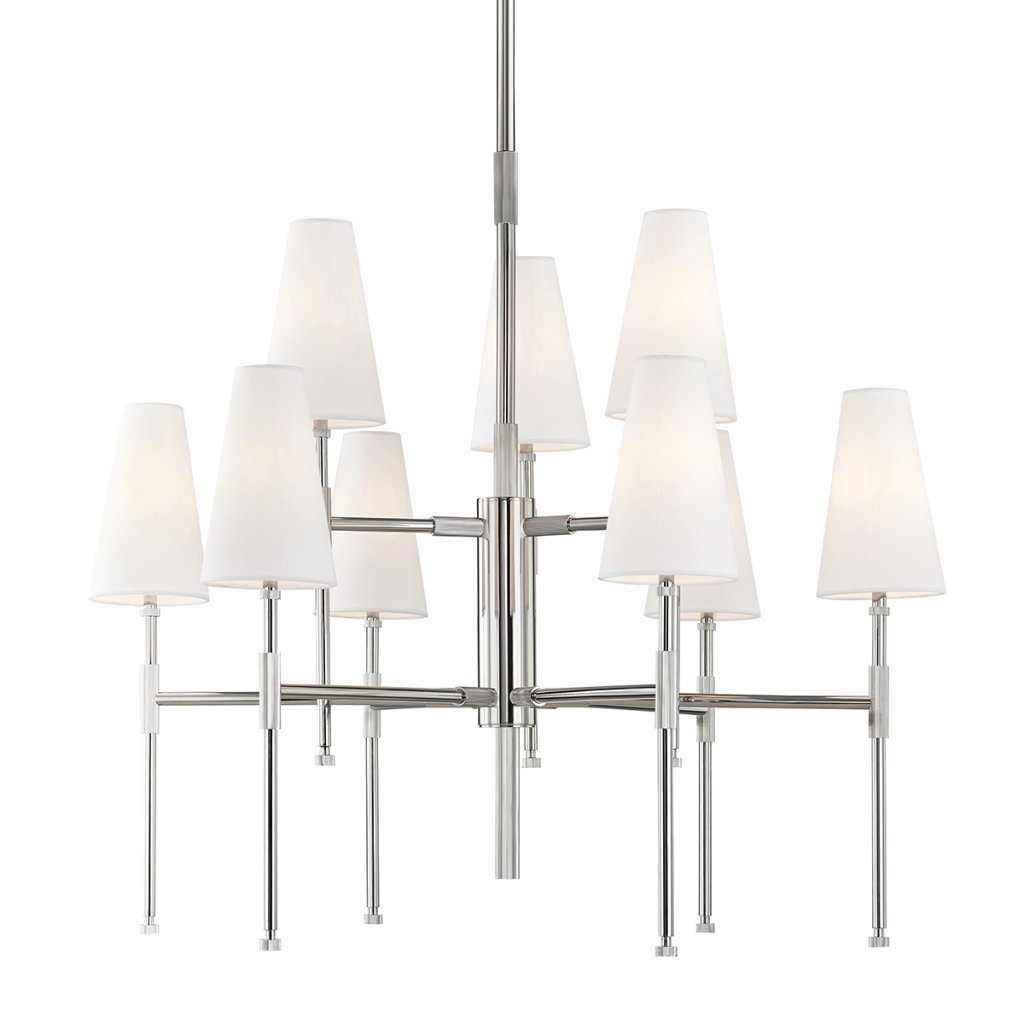 Candelabru LUX design clasic BOWERY nichel lustruit, cu 9 surse de lumina , Corpuri de iluminat clasice⭐ modele lustre interior pentru living, dormitor, bucatarie, baie, hol.✅DeSiGn decorativ unic!❤️Promotii lampi❗ ➽www.evalight.ro. Alege Corpuri de iluminat interior elegante in stil clasic, suspendate sau aplicate de tavan si perete, decorate traditional, industrial, retro sau vintage, pt casa, ieftine si de lux, calitate deosebita la cel mai bun pret. 
 a