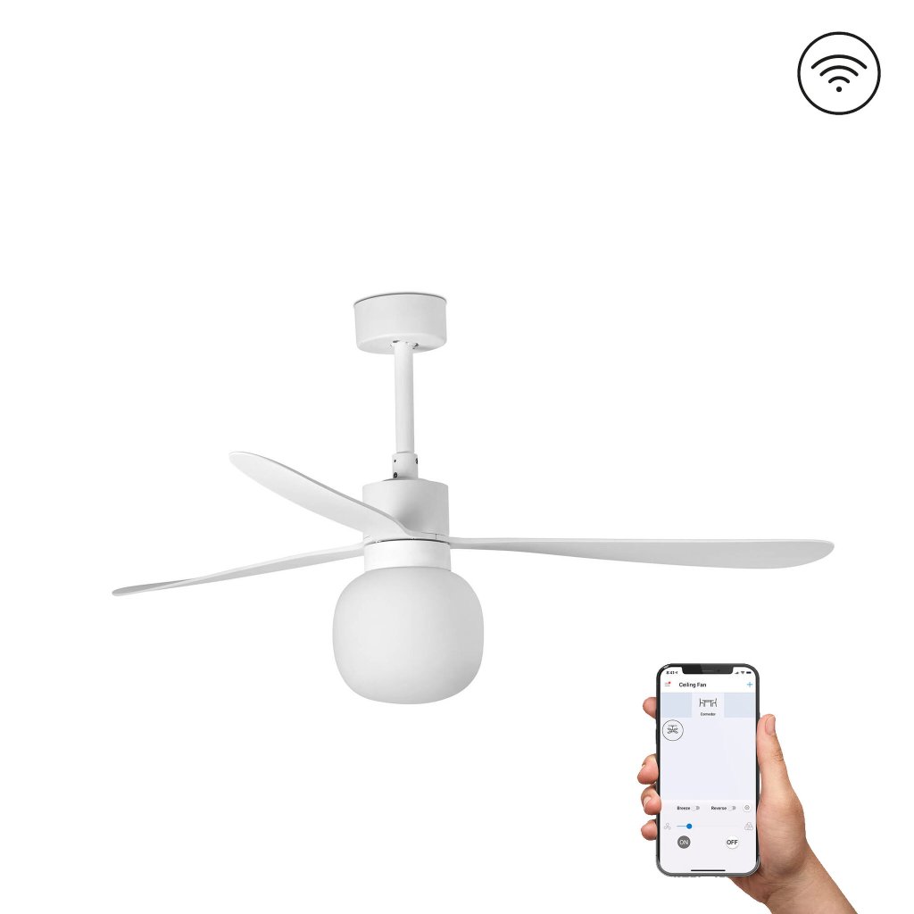 Lustra cu Ventilator si telecomanda AMELIA L BALL LED SMART alb , Lustre cu ventilator, tavan⭐ ventilatoare moderne cu sisteme de iluminat LED si telecomanda.❤️Promotii lampi❗ ➽www.evalight.ro. Alege corpuri de iluminat cu ventilator profesionale, ieftine sau de lux, calitate premium la cel mai bun pret! a