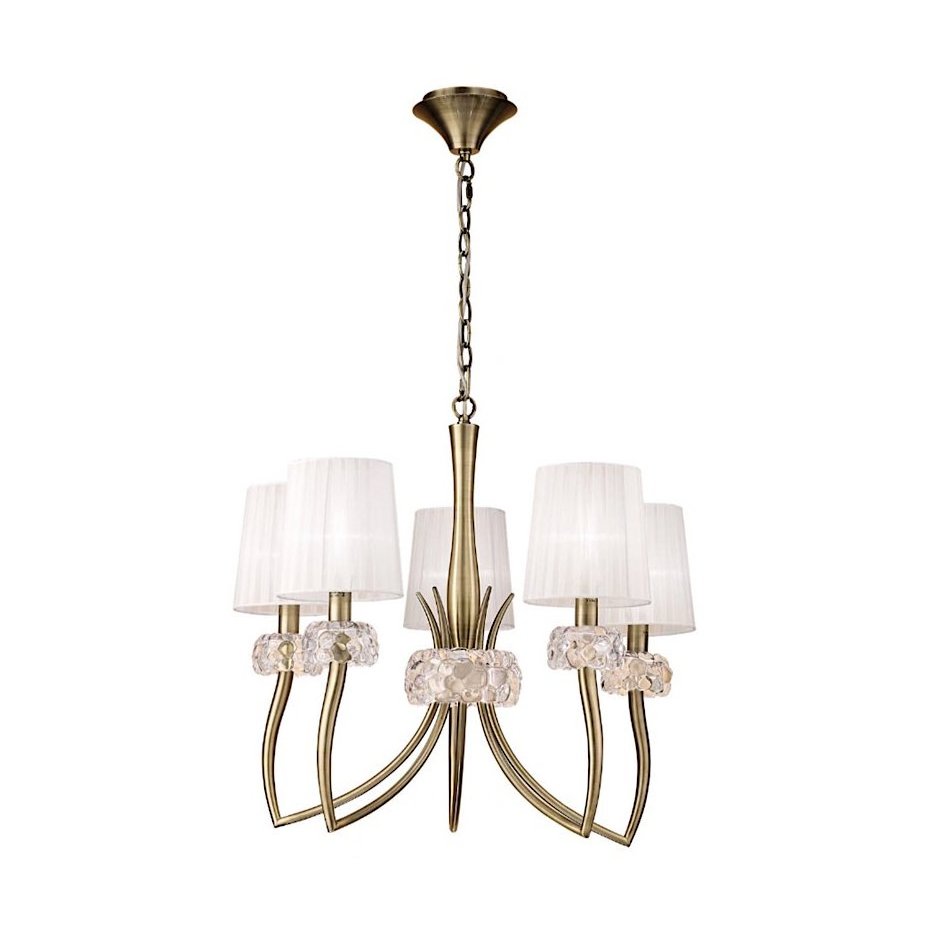 Candelabru clasic cu 5 brate LOEWE antique brass/ abajur alb, Candelabre si Lustre moderne elegante⭐ modele clasice de lux pentru living, bucatarie si dormitor.✅ DeSiGn actual Top 2020!❤️Promotii lampi❗ ➽ www.evalight.ro. Oferte corpuri de iluminat suspendate pt camere de interior (înalte), suspensii (lungi) de tip lustre si candelabre, pendule decorative stil modern, clasic, rustic, baroc, scandinav, retro sau vintage, aplicate pe perete sau de tavan, cu cristale, abajur din material textil, lemn, metal, sticla, bec Edison sau LED, ieftine de calitate deosebita la cel mai bun pret. a