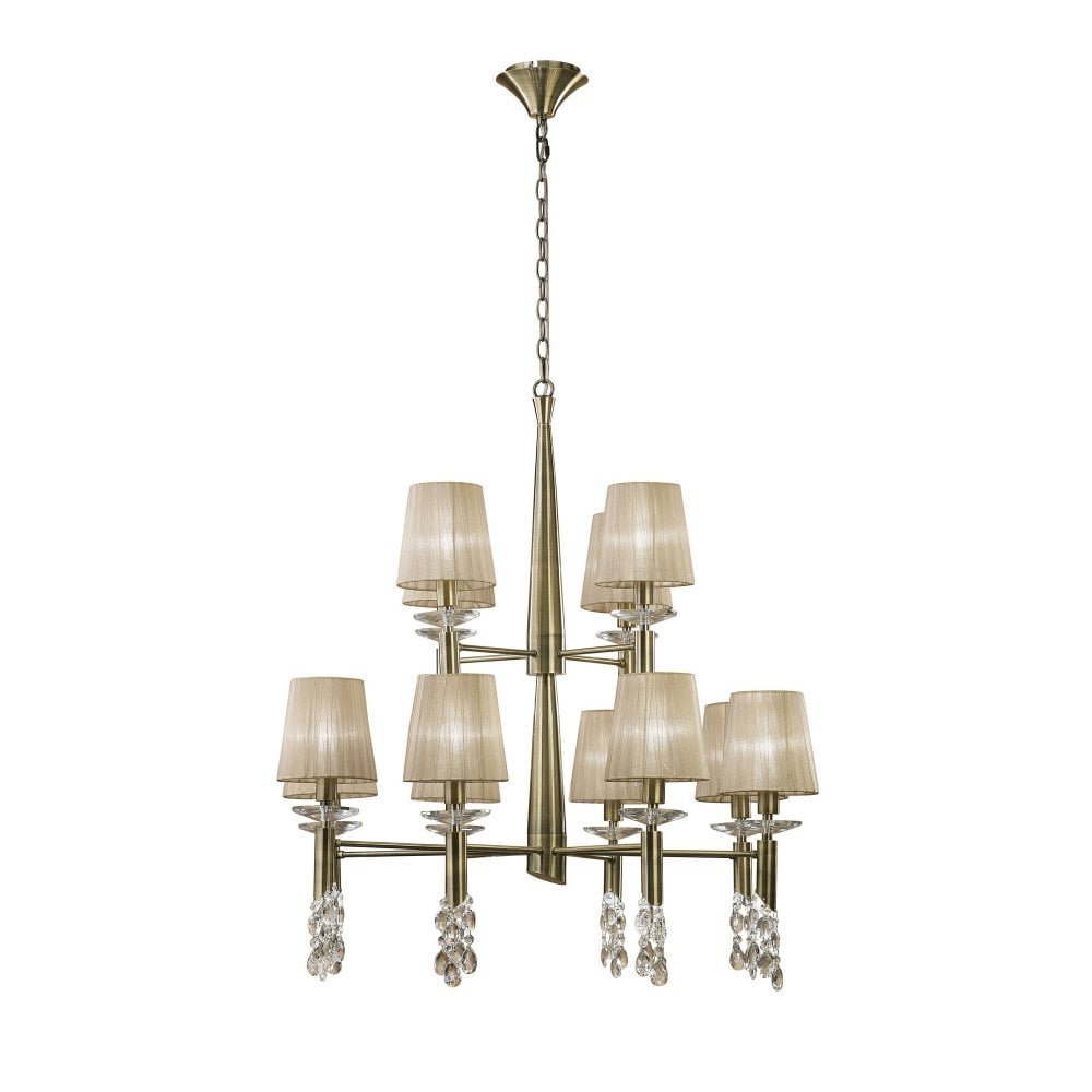 Candelabru elegant cu 12 brate Tiffany alama antique/ abajur soft bronz, Candelabre si Lustre moderne elegante⭐ modele clasice de lux pentru living, bucatarie si dormitor.✅ DeSiGn actual Top 2020!❤️Promotii lampi❗ ➽ www.evalight.ro. Oferte corpuri de iluminat suspendate pt camere de interior (înalte), suspensii (lungi) de tip lustre si candelabre, pendule decorative stil modern, clasic, rustic, baroc, scandinav, retro sau vintage, aplicate pe perete sau de tavan, cu cristale, abajur din material textil, lemn, metal, sticla, bec Edison sau LED, ieftine de calitate deosebita la cel mai bun pret. a