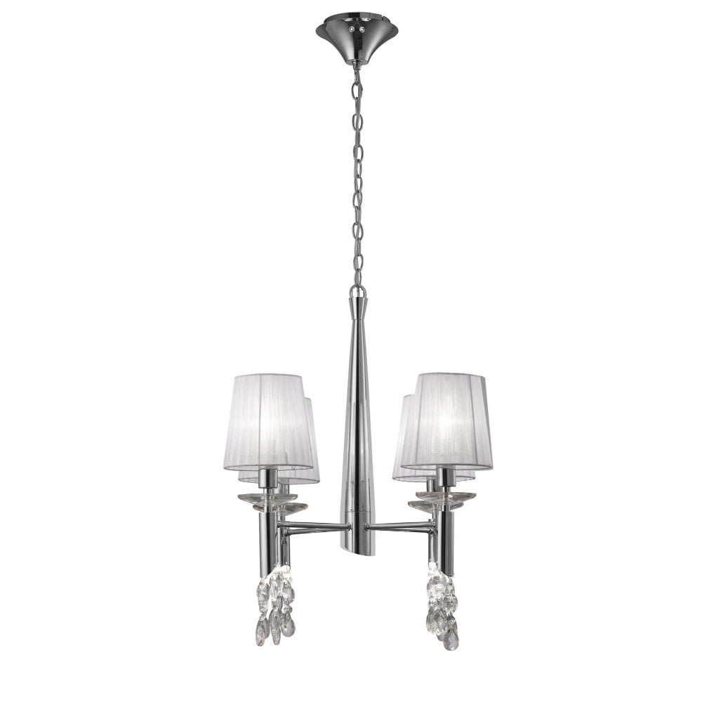 Candelabru elegant cu 4 brate Tiffany crom/ abajur alb, Candelabre si Lustre moderne elegante⭐ modele clasice de lux pentru living, bucatarie si dormitor.✅ DeSiGn actual Top 2020!❤️Promotii lampi❗ ➽ www.evalight.ro. Oferte corpuri de iluminat suspendate pt camere de interior (înalte), suspensii (lungi) de tip lustre si candelabre, pendule decorative stil modern, clasic, rustic, baroc, scandinav, retro sau vintage, aplicate pe perete sau de tavan, cu cristale, abajur din material textil, lemn, metal, sticla, bec Edison sau LED, ieftine de calitate deosebita la cel mai bun pret. a