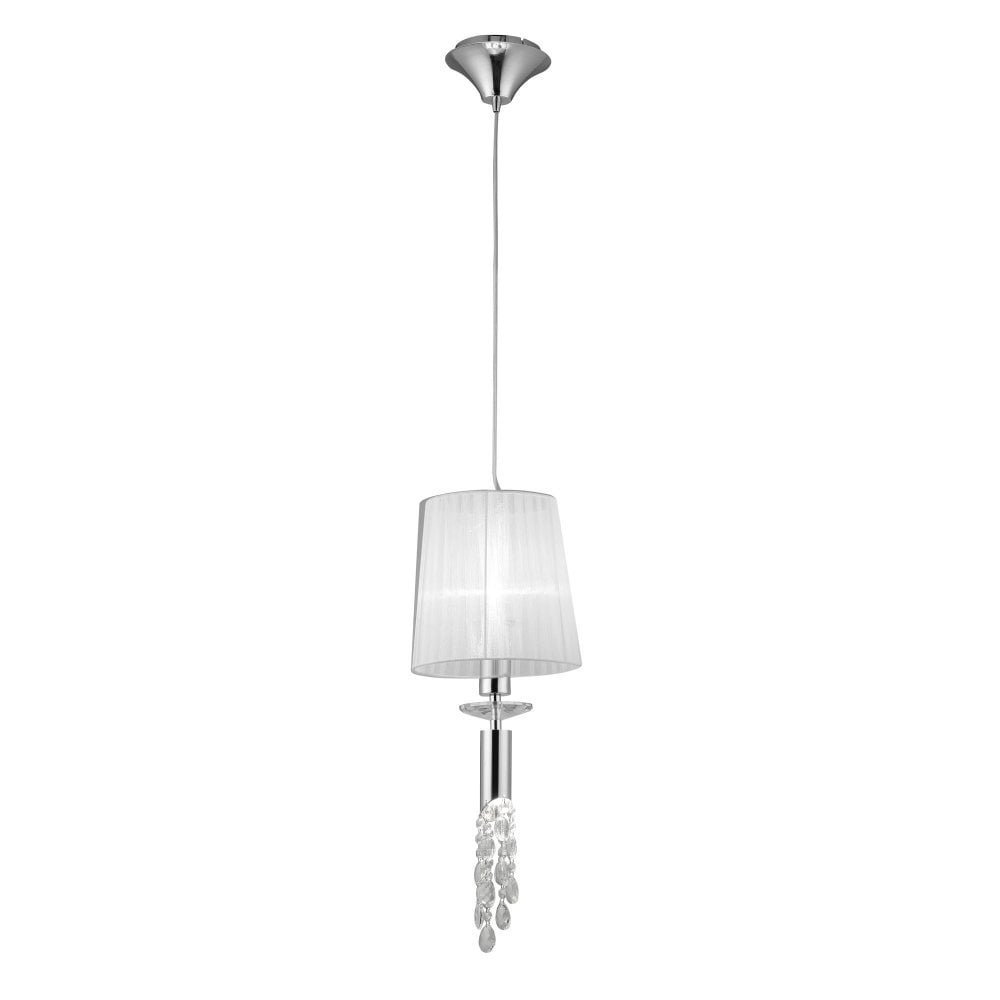 Lustra suspendata Tiffany crom/ abajur alb, Corpuri de iluminat interior, moderne⭐ modele lustre interior pentru living, dormitor, bucatarie, baie.✅DeSiGn decorativ de lux!❤️Promotii lampi❗ ➽www.evalight.ro. Alege Corpuri de iluminat interior elegante in stil modern, suspendate sau aplicate de tavan si perete, ieftine de calitate deosebita la cel mai bun pret.
 a