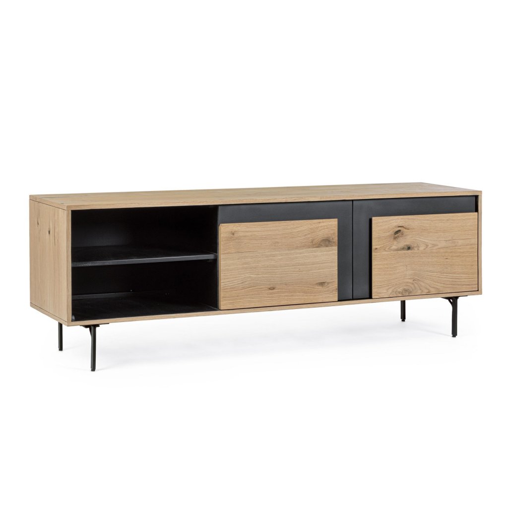 Comoda TV design industrial Stanwood natur, Dulapuri / Comode moderne⭐ modele elegante de lux mobila cu sertare, usi si rafturi pentru living, dormitor si hol.❤️Promotii dulapuri si comode TV❗ Alege comode lungi masute tip comode TV din lemn, metal, sticla, albe lucioase, cu picioare inalte metalice, oglinda: clasice in stil baroc, scandinave, minimalist, vintage retro, industrial, calitate deosebita la cel mai bun pret. a