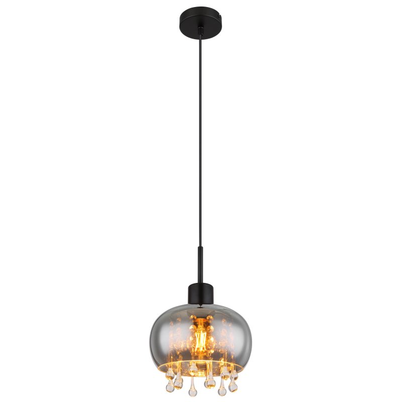 Pendul design modern Corry negru, fumuriu 21cm, Pendule / Lustre suspendate moderne, LED⭐ modele elegante pentru bucatarie, living dormitor.✅DeSiGn decorativ unic!❤️Promotii lampi❗ ➽www.evalight.ro. Alege corpuri de iluminat suspendate pt interior stil modern, suspensii de tip pendule cu cristale, abajur material textil, lemn, metal, sticla, bec tip lumanare Edison sau LED, ieftine si de lux, calitate deosebita la cel mai bun pret. a