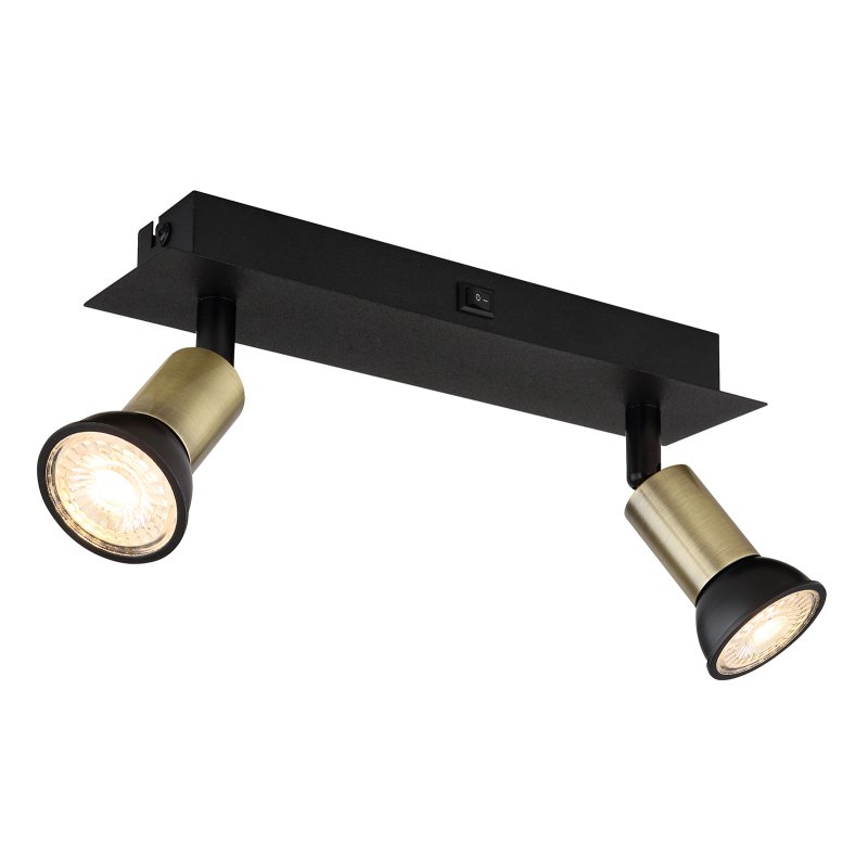 Aplica de perete / tavan 2L design modern Drew negru, auriu, Aplice aplicate perete sau tavan cu spoturi, LED⭐ modele moderne corpuri de iluminat tip spoturi pe bara.✅Design decorativ unic!❤️Promotii lampi❗ ➽ www.evalight.ro. Alege aplice de iluminat interior, lustre si plafoniere cu 2 spoturi cu lumina LED si directie reglabila, spot orientabil cu intrerupator, simple si ieftine de calitate la cel mai bun pret. a