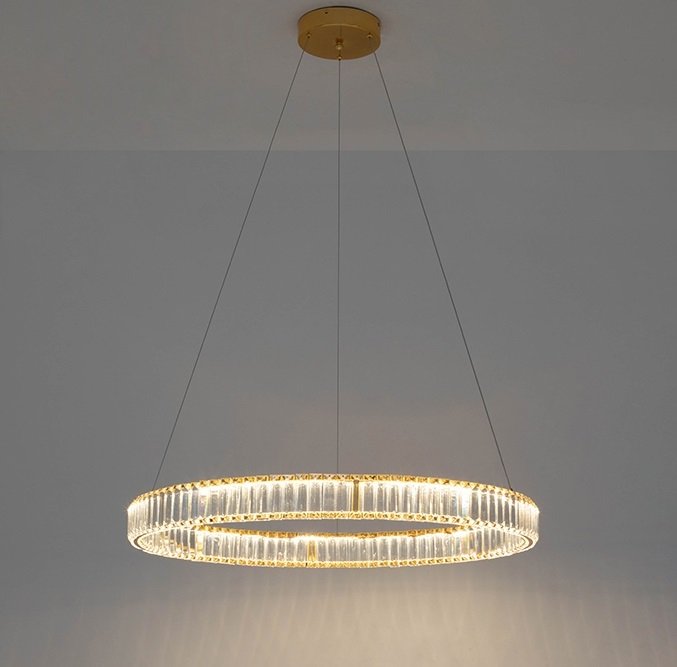 Lustra suspendata LED design ambiental Ring auriu 100cm, Lustre LED, moderne⭐ modele pendule pentru iluminat dormitor, living, bucatarie.✅DeSiGn decorativ unic!❤️Promotii lampi LED❗ ➽ www.evalight.ro. Alege corpuri de iluminat cu LED suspendate pt interior, suspensii elegante de lux cu cristale (becuri cu leduri si module LED integrate cu lumina calda, naturala sau rece), ieftine de calitate deosebita la cel mai bun pret.  a