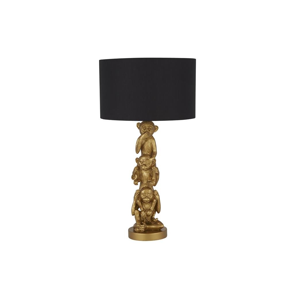 Veioza/Lampa de masa design decorativ Wise Monkey auriu/negru, Veioze moderne de masa⭐ modele elegante inalte potrivite pentru noptiere dormitor si living.✅DeSiGn decorativ de lux unic!❤️Promotii lampi❗ ➽www.evalight.ro. Alege corpuri de iluminat interior tip lampi mari mari cu picior inalt pt citit cu reader LED, de podea, aspect vintage deosebit cu cristal, abajur din material textil, sticla, lemn, metalic, ceramica cu flori, ieftine de calitate la cel mai bun pret. a