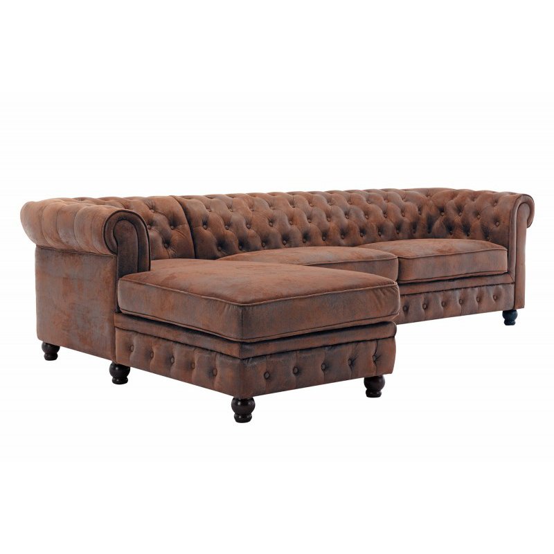 Coltar cu sezlong stanga Chesterfield, maro antic, Promotii lustre, reduceri⭐ corpuri de iluminat, mobila si decoratiuni de interior si exterior.⭕Oferte Pret redus online ➽ www.evalight.ro❗ a