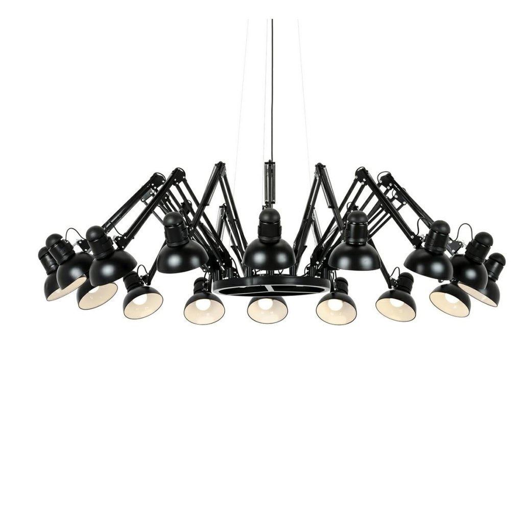 Lustra design industrial cu 16 brate articulate Spider 16 negru, Candelabre si Lustre moderne⭐ modele elegante de lux pentru dormitor living, bucatarie.✅DeSiGn decorativ unic!❤️Promotii lampi❗ ➽www.evalight.ro. Alege corpuri de iluminat suspendate pt interior stil modern, suspensii de tip pendule cu cristale, abajur material textil, lemn, metal, sticla, bec tip lumanare Edison sau LED, ieftine de calitate deosebita la cel mai bun pret.

 a