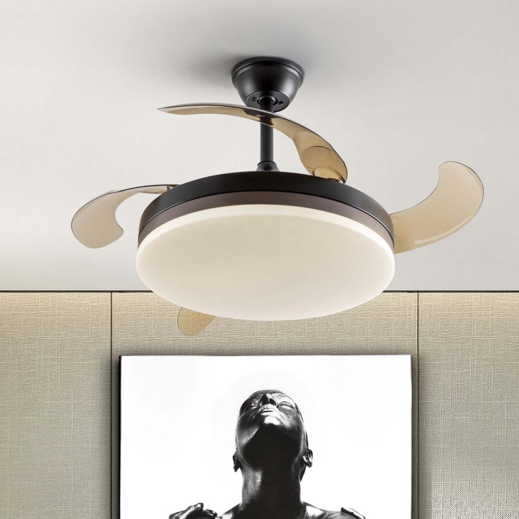 Lustra LED cu Ventilator si telecomanda, lame retractabile Vento negru/bronz, Lustre cu ventilator, tavan⭐ ventilatoare moderne cu sisteme de iluminat LED si telecomanda.❤️Promotii lampi❗ ➽www.evalight.ro. Alege corpuri de iluminat cu ventilator profesionale, ieftine sau de lux, calitate premium la cel mai bun pret! a