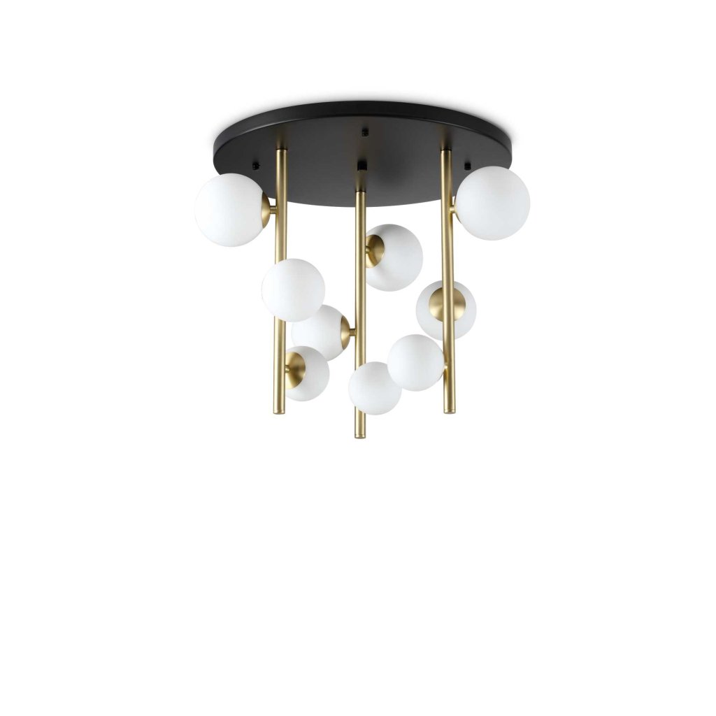 Lustra aplicata design modern Perlage pl9 negru/alama/alb, Candelabre si Lustre moderne elegante⭐ modele clasice de lux pentru living, bucatarie si dormitor.✅ DeSiGn actual Top 2020!❤️Promotii lampi❗ ➽ www.evalight.ro. Oferte corpuri de iluminat suspendate pt camere de interior (înalte), suspensii (lungi) de tip lustre si candelabre, pendule decorative stil modern, clasic, rustic, baroc, scandinav, retro sau vintage, aplicate pe perete sau de tavan, cu cristale, abajur din material textil, lemn, metal, sticla, bec Edison sau LED, ieftine de calitate deosebita la cel mai bun pret. a