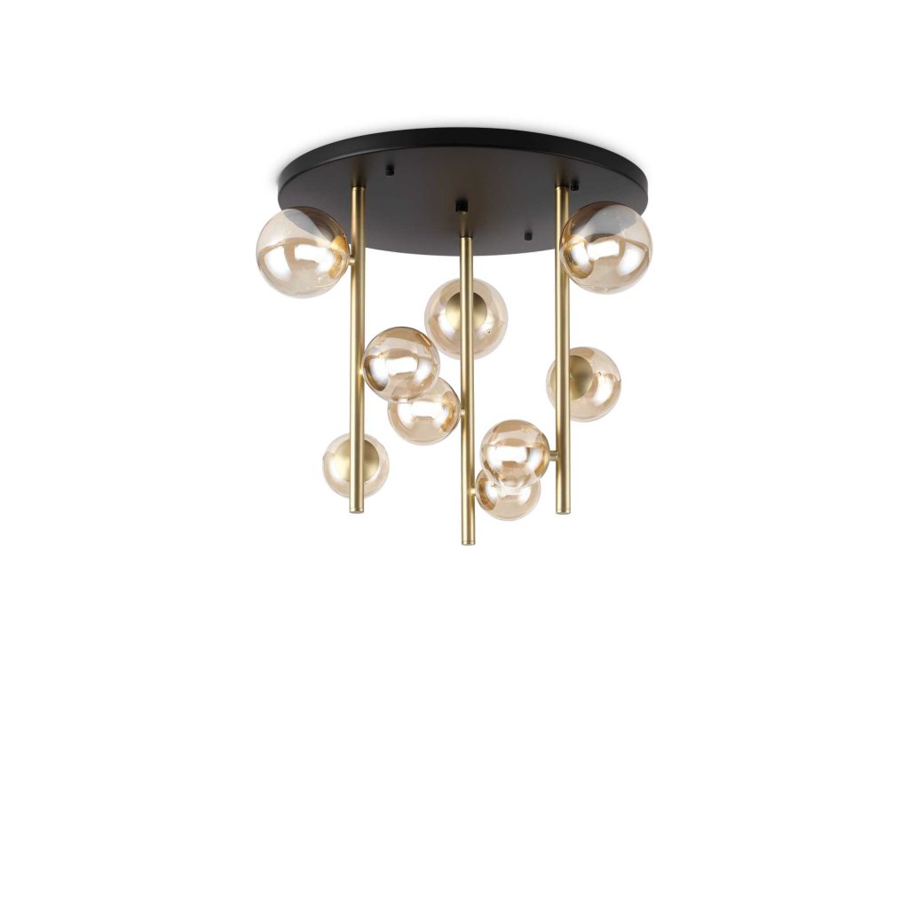 Lustra aplicata design modern Perlage pl9 negru/alama/amber, Lustre aplicate, moderne⭐ modele elegante pentru living, dormitor, bucatarie sau hol.✅DeSiGn decorativ unic!❤️Promotii lampi❗ ➽www.evalight.ro. Alege corpuri de iluminat interior de tip plafoniera si lustre aplicate de tavan, ieftine de de lux, calitate deosebita la cel mai bun pret. a