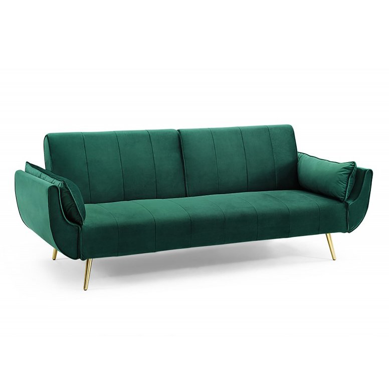 Canapea extensibila Divani II 215cm verde/ auriu, Canapele / Coltare moderne, extensibile⭐ modele de lux elegante tapitate cu catifea pentru living si dormitor.❤️Promotii canapele, coltare sufragerie❗ ➽ www.evalight.ro. Alege canapele tip coltar, pat extensibil tapitat cu stofa chesterfield, piele naturala (ecologica), material textil, cu spatar inalt, saltea cu spuma de memorie, arcuri relaxa, picioare si brate din lemn, metalice, mici si mari pt set fotolii, clasice in stil baroc, scandinave, vintage retro, industrial, pt camera de zi, ieftine si de calitate deosebita la cel mai bun pret. a