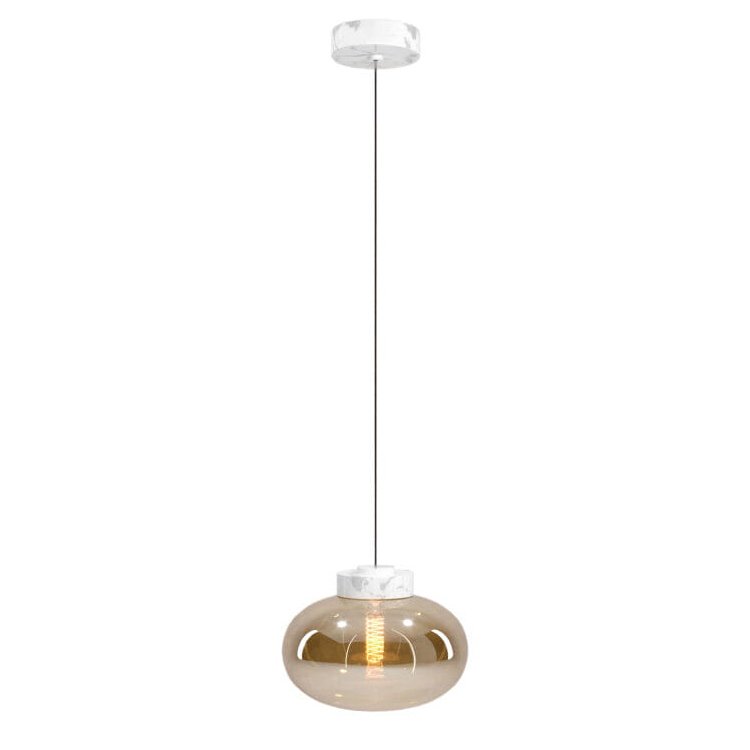 Pendul modern din sticla si marmura MOONSTONE chihlimbar, alb, Promotii lustre, reduceri⭐ corpuri de iluminat, mobila si decoratiuni de interior si exterior.⭕Oferte Pret redus online ➽ www.evalight.ro❗ a