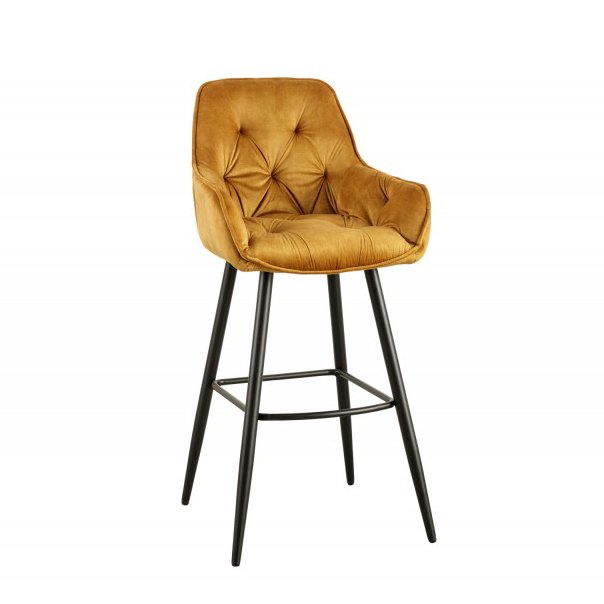 Set 2 scaune de bar Milano catifea galben mustar, Cele mai noi produse 2024 a