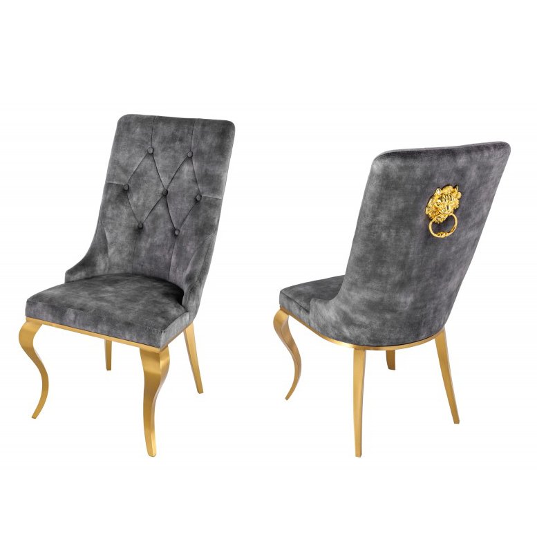 Set 2 scaune stil baroc Modern Barock, gri/ auriu, Cele mai noi produse 2024 a
