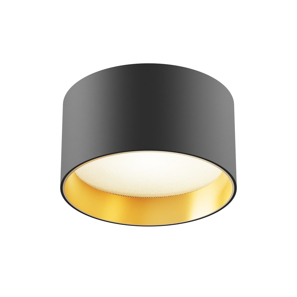 Spot LED aplicat design tehnic Vega D-12cm negru/auriu, Spoturi aplicate tavan / perete, mobila, LED⭐modele moderne pentru living,dormitor,bucatarie,baie,hol.✅Design decorativ unic!❤️Promotii lampi❗ ➽ www.evalight.ro. Alege corpuri de iluminat interior de tip spot-uri aparente cu LED, (rotunde si patrate), ieftine de calitate la cel mai bun pret. a