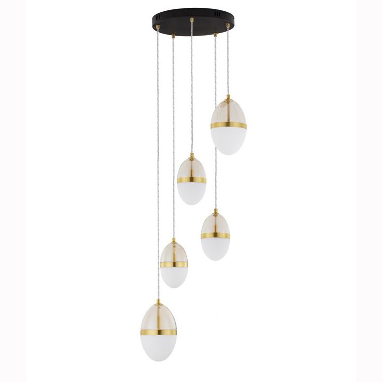 Lustra cu 5 pendule LED design modern Egna, Pendule / Lustre suspendate moderne, LED⭐ modele elegante pentru bucatarie, living dormitor.✅DeSiGn decorativ unic!❤️Promotii lampi❗ ➽www.evalight.ro. Alege corpuri de iluminat suspendate pt interior stil modern, suspensii de tip pendule cu cristale, abajur material textil, lemn, metal, sticla, bec tip lumanare Edison sau LED, ieftine si de lux, calitate deosebita la cel mai bun pret. a