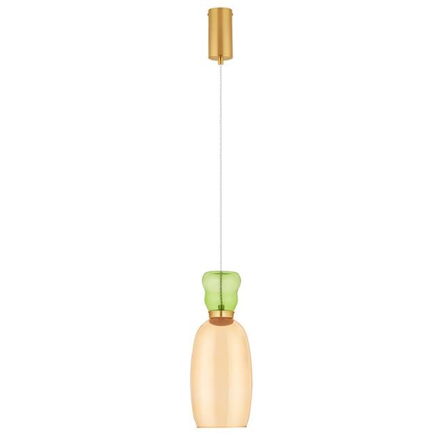 Pendul LED, Lustra design modern Pluma verde deschis/ galben, Cele mai noi produse 2024 a