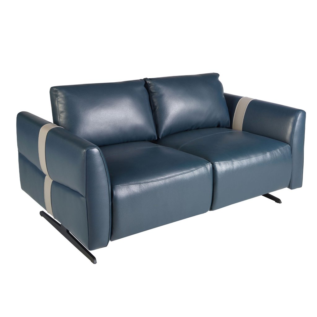 Canapea 2 locuri design LUX cu functia relax Blue Leather, Canapele / Coltare moderne, extensibile⭐ modele de lux elegante tapitate cu catifea pentru living si dormitor.❤️Promotii canapele, coltare sufragerie❗ ➽ www.evalight.ro. Alege canapele tip coltar, pat extensibil tapitat cu stofa chesterfield, piele naturala (ecologica), material textil, cu spatar inalt, saltea cu spuma de memorie, arcuri relaxa, picioare si brate din lemn, metalice, mici si mari pt set fotolii, clasice in stil baroc, scandinave, vintage retro, industrial, pt camera de zi, ieftine si de calitate deosebita la cel mai bun pret. a