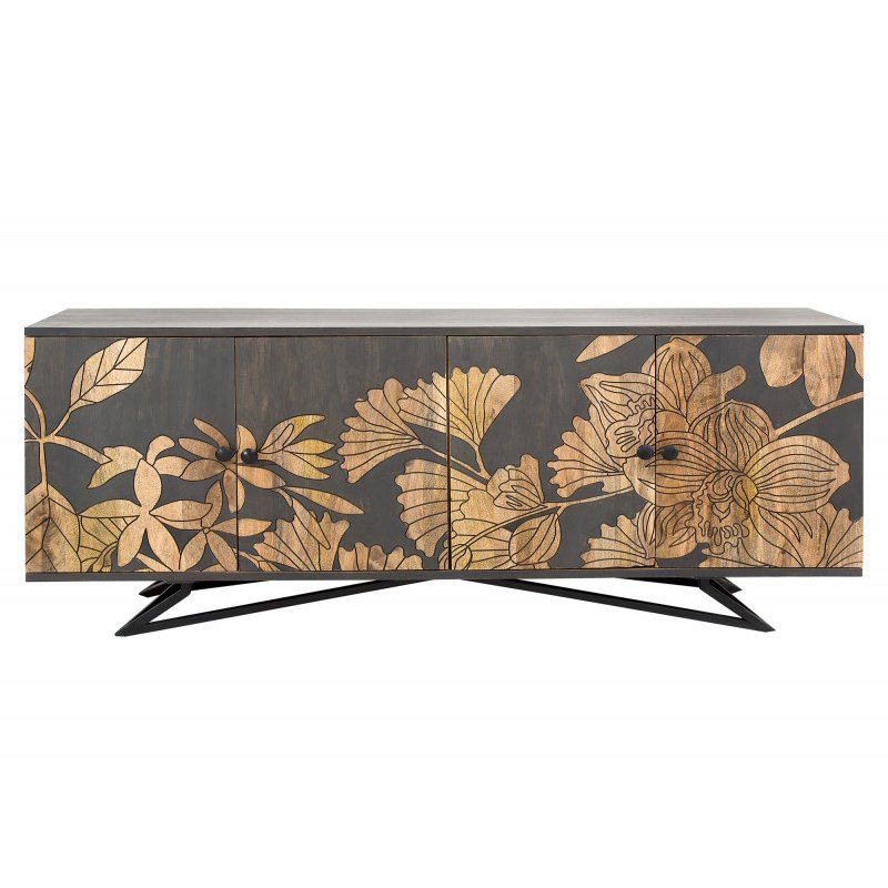 Comoda eleganta design floral Jungle 175cm Mango, Dulapuri / Comode moderne⭐ modele elegante de lux mobila cu sertare, usi si rafturi pentru living, dormitor si hol.❤️Promotii dulapuri si comode TV❗ Alege comode lungi masute tip comode TV din lemn, metal, sticla, albe lucioase, cu picioare inalte metalice, oglinda: clasice in stil baroc, scandinave, minimalist, vintage retro, industrial, calitate deosebita la cel mai bun pret. a