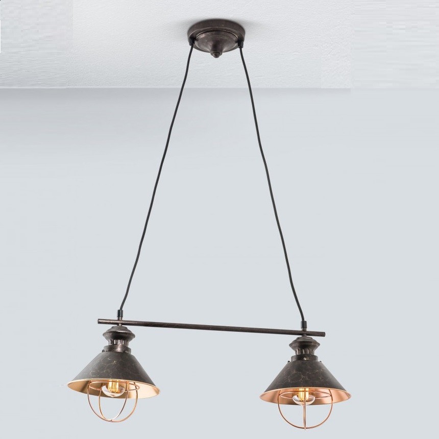 Lustra suspendata metal stil vintage Mathilda 2L, Corpuri de iluminat Vintage, Industria Style⭐ lustre retro elegante pentru bucatarie, dormitor living.✅Lampi Design decorativ modern!❤️Promotii❗ ➽ www.evalight.ro. Oferte la corpuri de iluminat suspendate de tip suspensii pentru camere interior, decorate in stil antichizat retro sau vintage, abajur material textil, lemn, metal, sticla, bec tip lumanare Edison sau LED, ieftine si de lux, calitate deosebita la cel mai bun pret. a