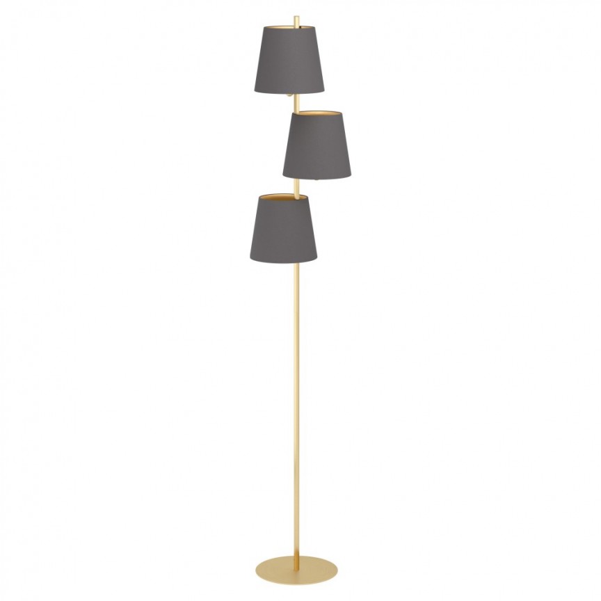 Lampadar modern cu 3 surse de lumina din tesatura Almeida 2 alama/ capucino, Promotii lustre, reduceri⭐ corpuri de iluminat, mobila si decoratiuni de interior si exterior.⭕Oferte Pret redus online ➽ www.evalight.ro❗ a