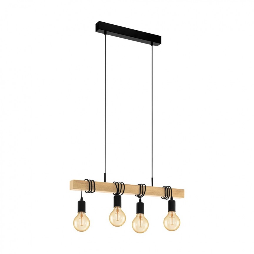 Lustra vintage suspendata design minimalist TOWNSHEND negru 4L, Pendule / Lustre suspendate moderne, LED⭐ modele elegante pentru bucatarie, living dormitor.✅DeSiGn decorativ unic!❤️Promotii lampi❗ ➽www.evalight.ro. Alege corpuri de iluminat suspendate pt interior stil modern, suspensii de tip pendule cu cristale, abajur material textil, lemn, metal, sticla, bec tip lumanare Edison sau LED, ieftine si de lux, calitate deosebita la cel mai bun pret. a