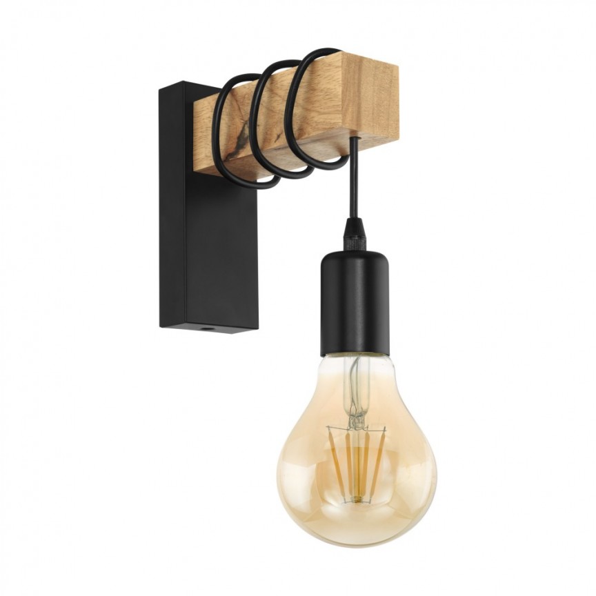 Aplica de perete design minimalist TOWNSHEND negru, Corpuri de iluminat Vintage, Industria Style⭐ lustre retro elegante pentru bucatarie, dormitor living.✅Lampi Design decorativ modern!❤️Promotii❗ ➽ www.evalight.ro. Oferte la corpuri de iluminat suspendate de tip suspensii pentru camere interior, decorate in stil antichizat retro sau vintage, abajur material textil, lemn, metal, sticla, bec tip lumanare Edison sau LED, ieftine si de lux, calitate deosebita la cel mai bun pret. a